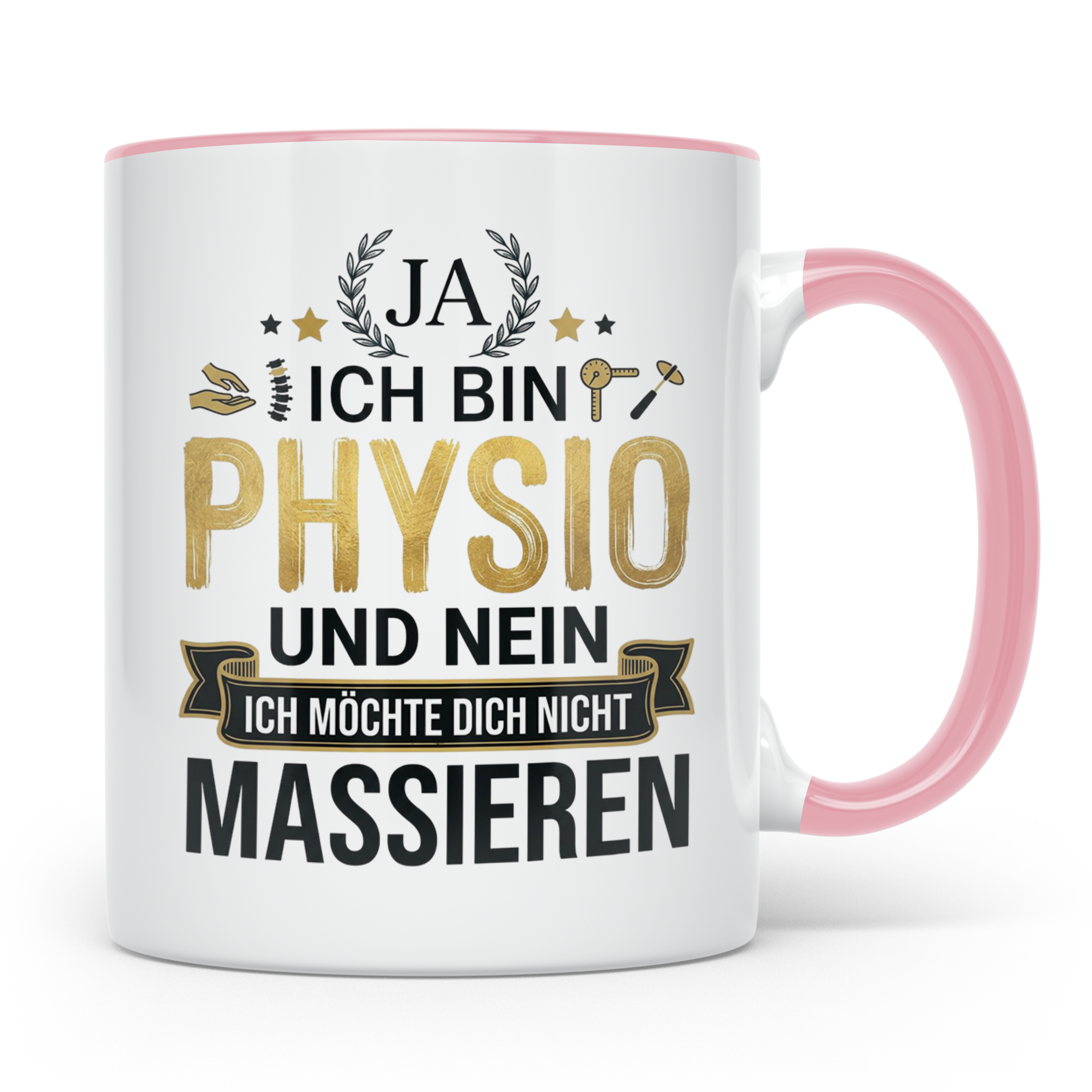 Physio Tasse mit Spruch 'Ja ich bin Physio...' lustiges Gesc – Rosa [farbe:rosa]