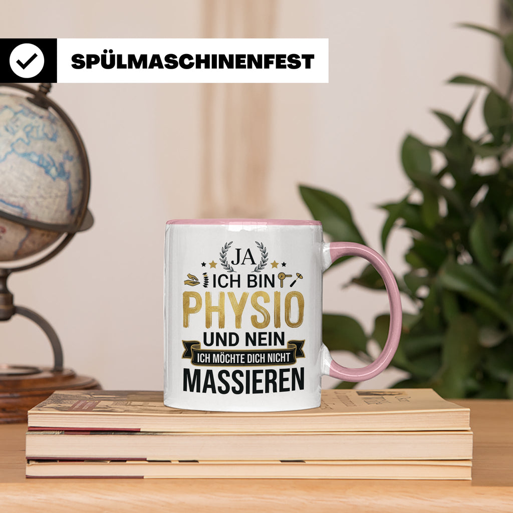 Physio Tasse mit Spruch 'Ja ich bin Physio...' lustiges Gesc – Rosa [farbe:rosa]