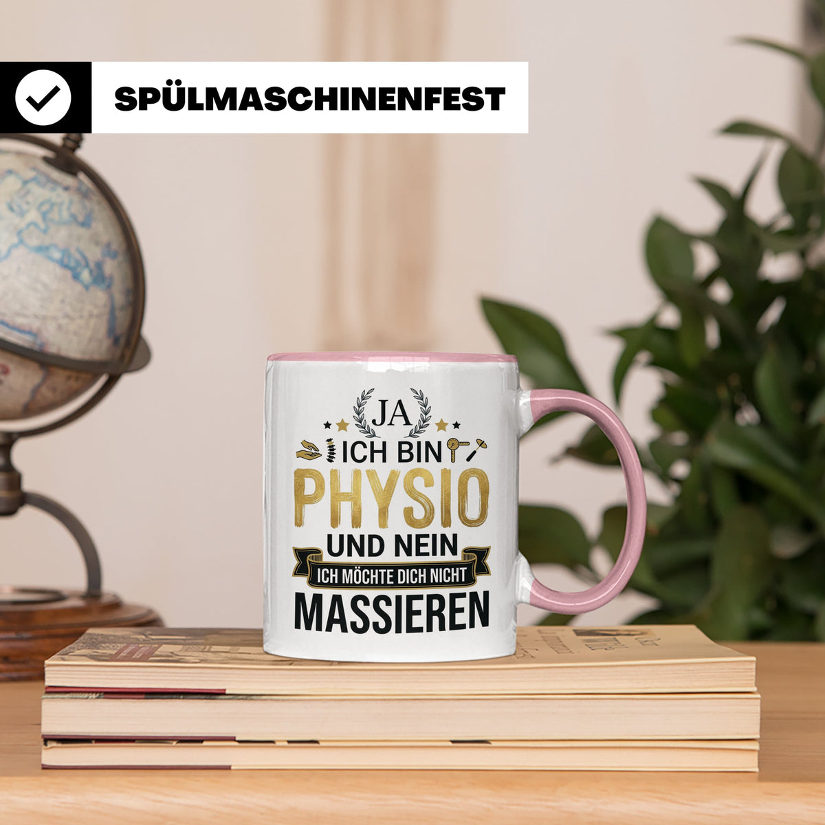 Physio Tasse mit Spruch 'Ja ich bin Physio...' lustiges Gesc – Rosa [farbe:rosa]