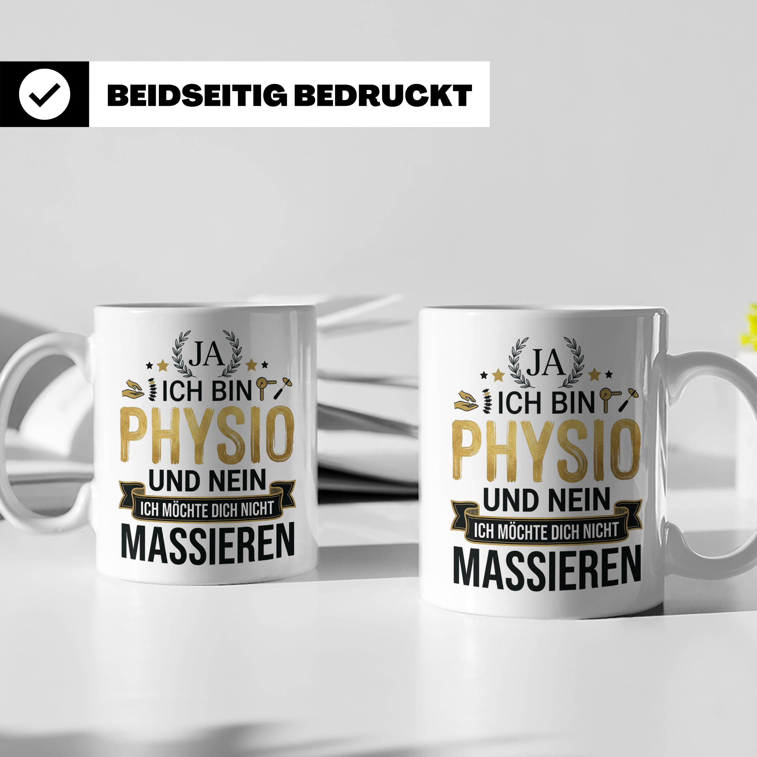 Physio Tasse mit Spruch 'Ja ich bin Physio...' lustiges Gesc – Weiß [farbe:weiß]