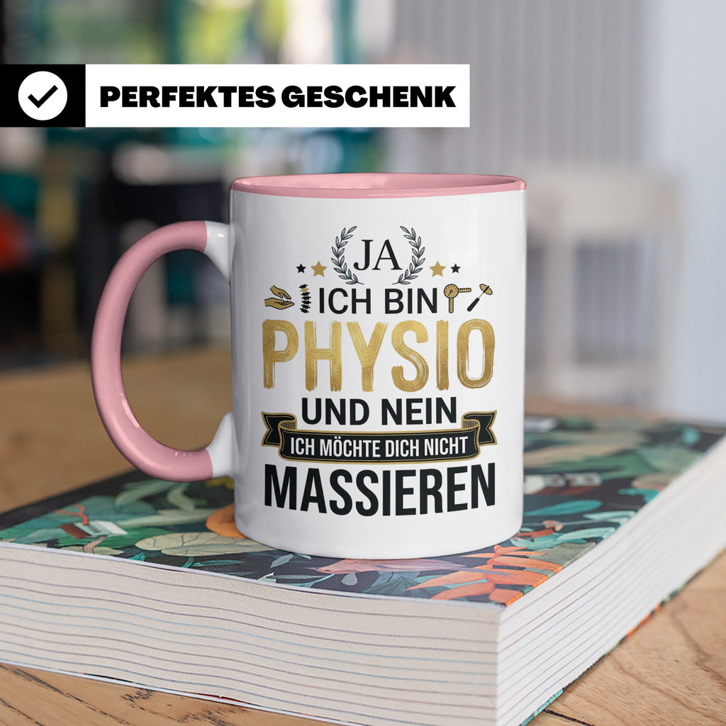 Physio Tasse mit Spruch 'Ja ich bin Physio...' lustiges Gesc – Rosa [farbe:rosa]