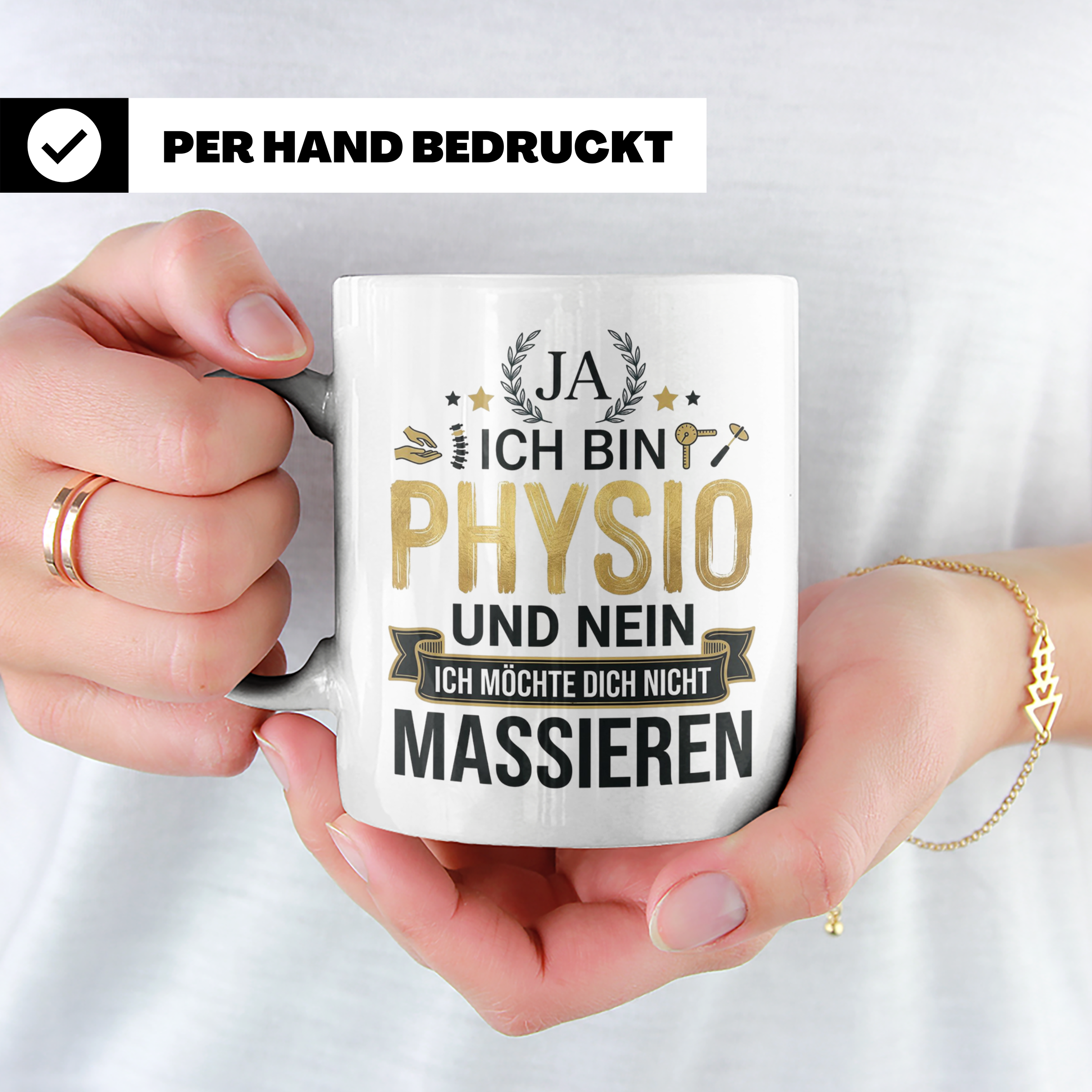 Physio Tasse mit Spruch 'Ja ich bin Physio...' lustiges Gesc – Weiß [farbe:weiß]