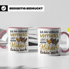 Hühner Tasse mit Spruch Ich bin verrückt aber meine Hühner l – Rosa [farbe:rosa]