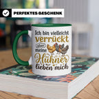 Hühner Tasse mit Spruch Ich bin verrückt aber meine Hühner l – Grün [farbe:grün]