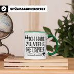 Brettspiel Tasse mit Spruch 'Ich habe zu viele Brettspiele', – Grün [farbe:grün]