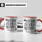 Brettspiel Tasse mit Spruch 'Ich habe zu viele Brettspiele', – Rot [farbe:rot]