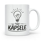 Käpsele Tasse schwäbischer Spruch für schlaue Köpfe & Genies – Weiß [farbe:weiß]