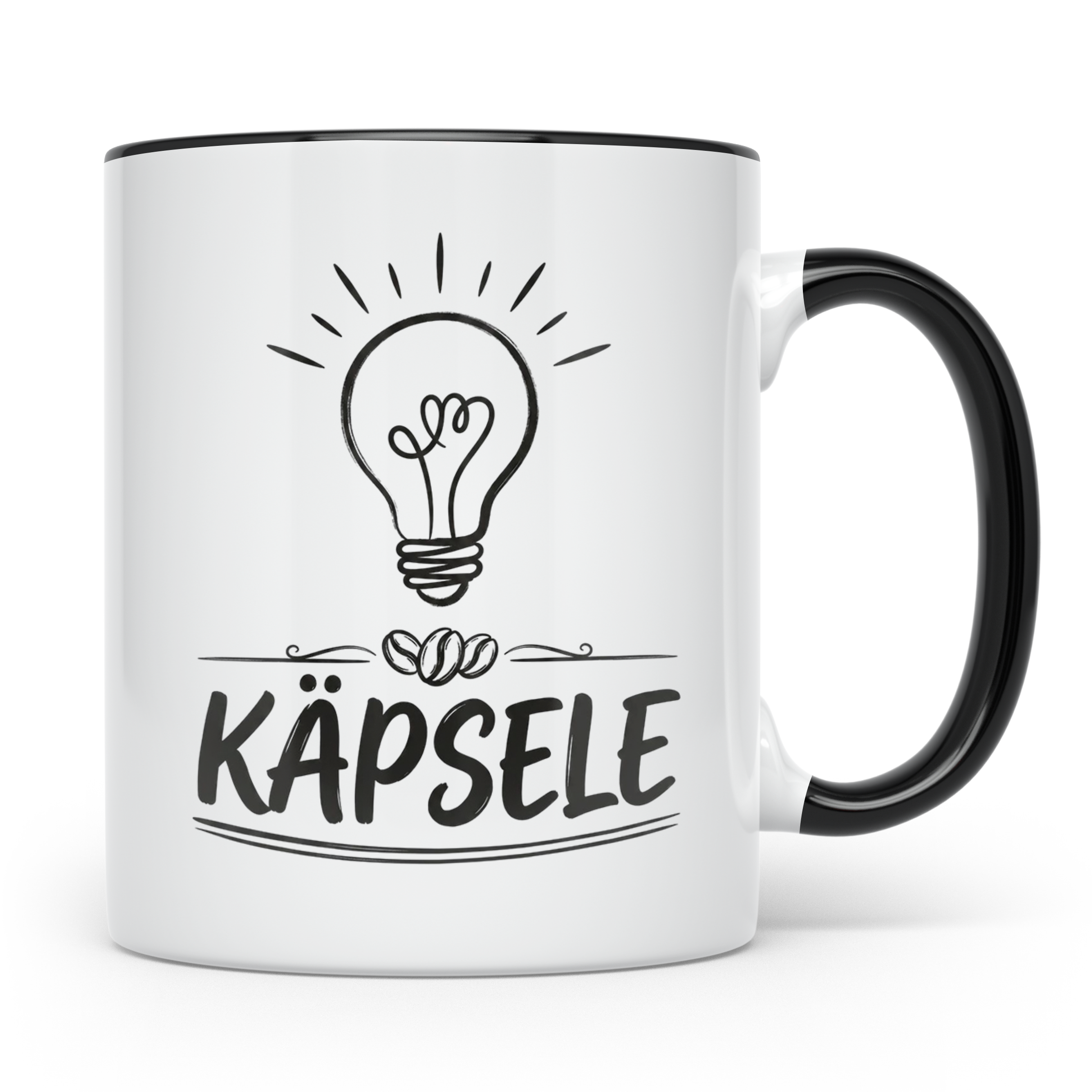 Käpsele Tasse schwäbischer Spruch für schlaue Köpfe & Genies – Schwarz [farbe:schwarz]