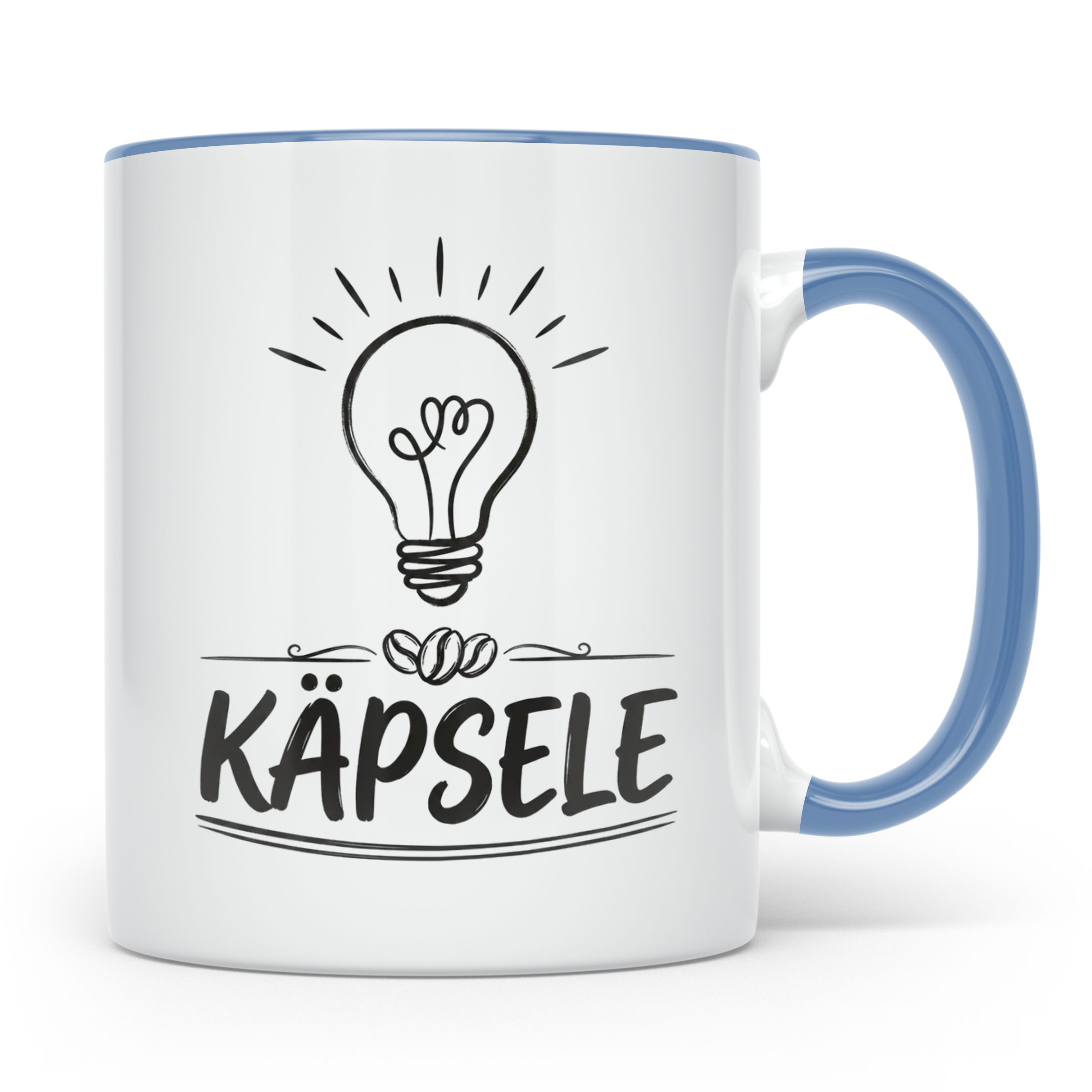 Käpsele Tasse schwäbischer Spruch für schlaue Köpfe & Genies – Blau [farbe:blau]