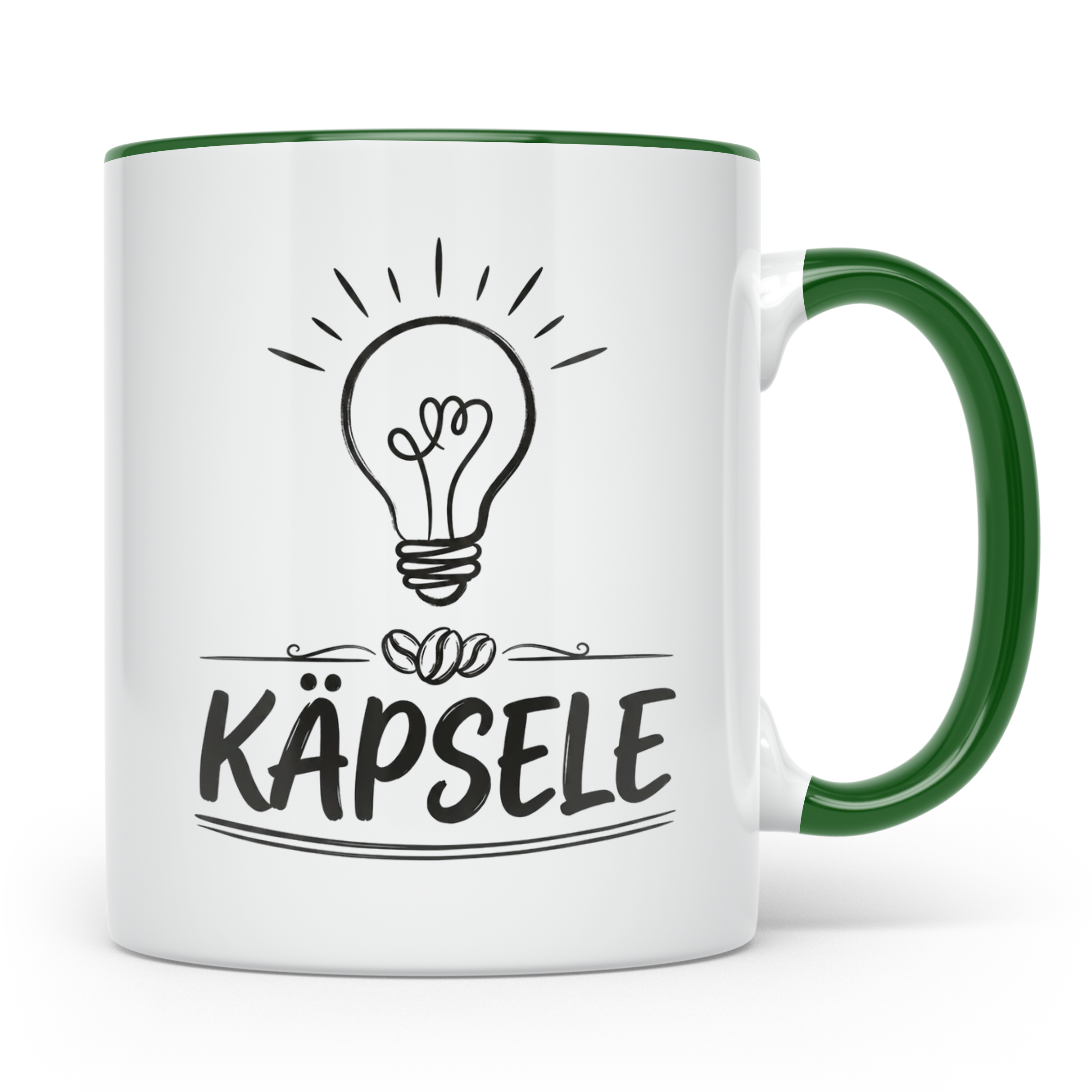Käpsele Tasse schwäbischer Spruch für schlaue Köpfe & Genies – Grün [farbe:grün]
