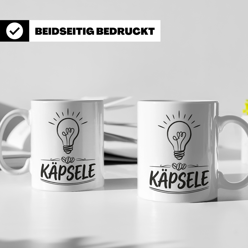Käpsele Tasse schwäbischer Spruch für schlaue Köpfe & Genies – Weiß [farbe:weiß]