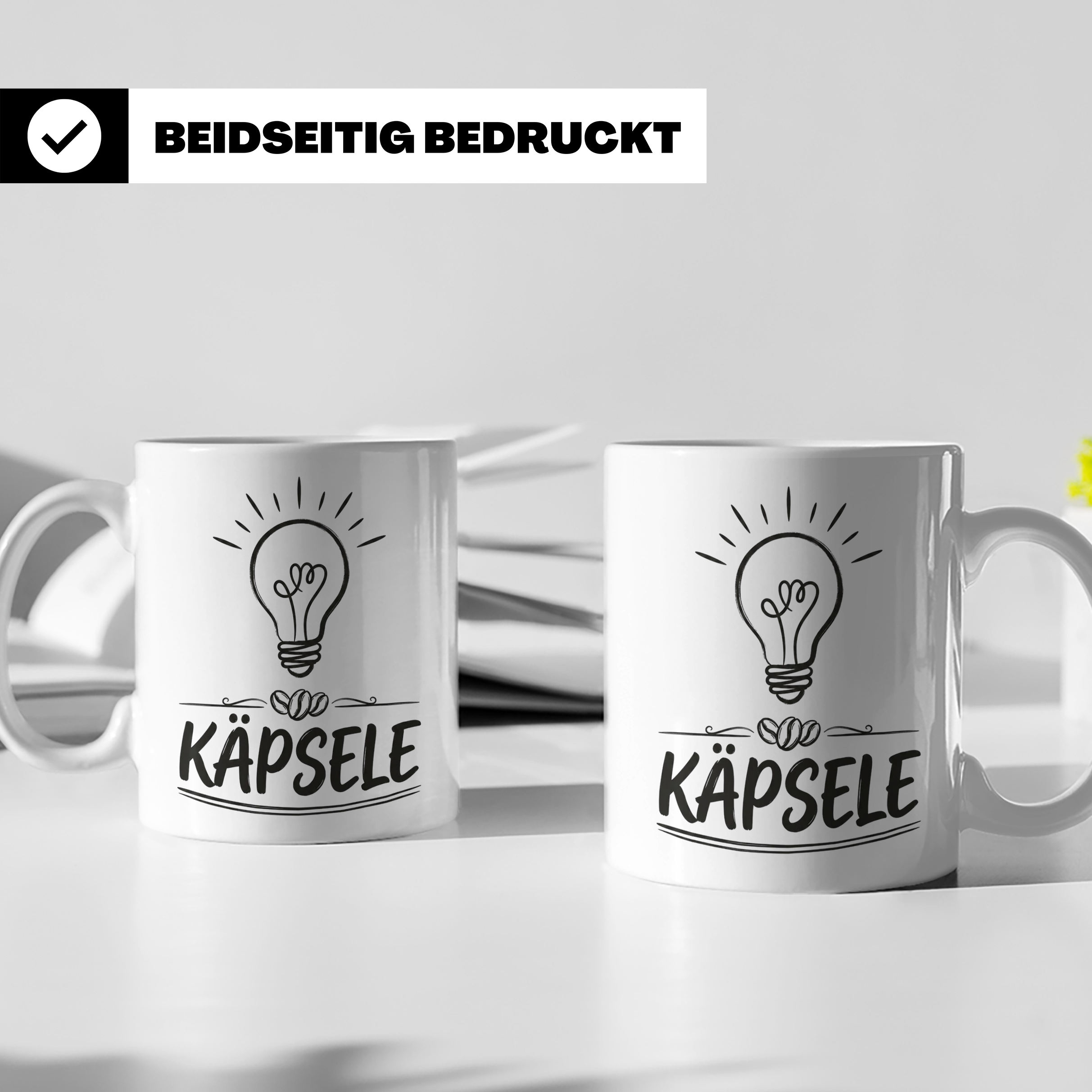 Käpsele Tasse schwäbischer Spruch für schlaue Köpfe & Genies – Weiß [farbe:weiß]