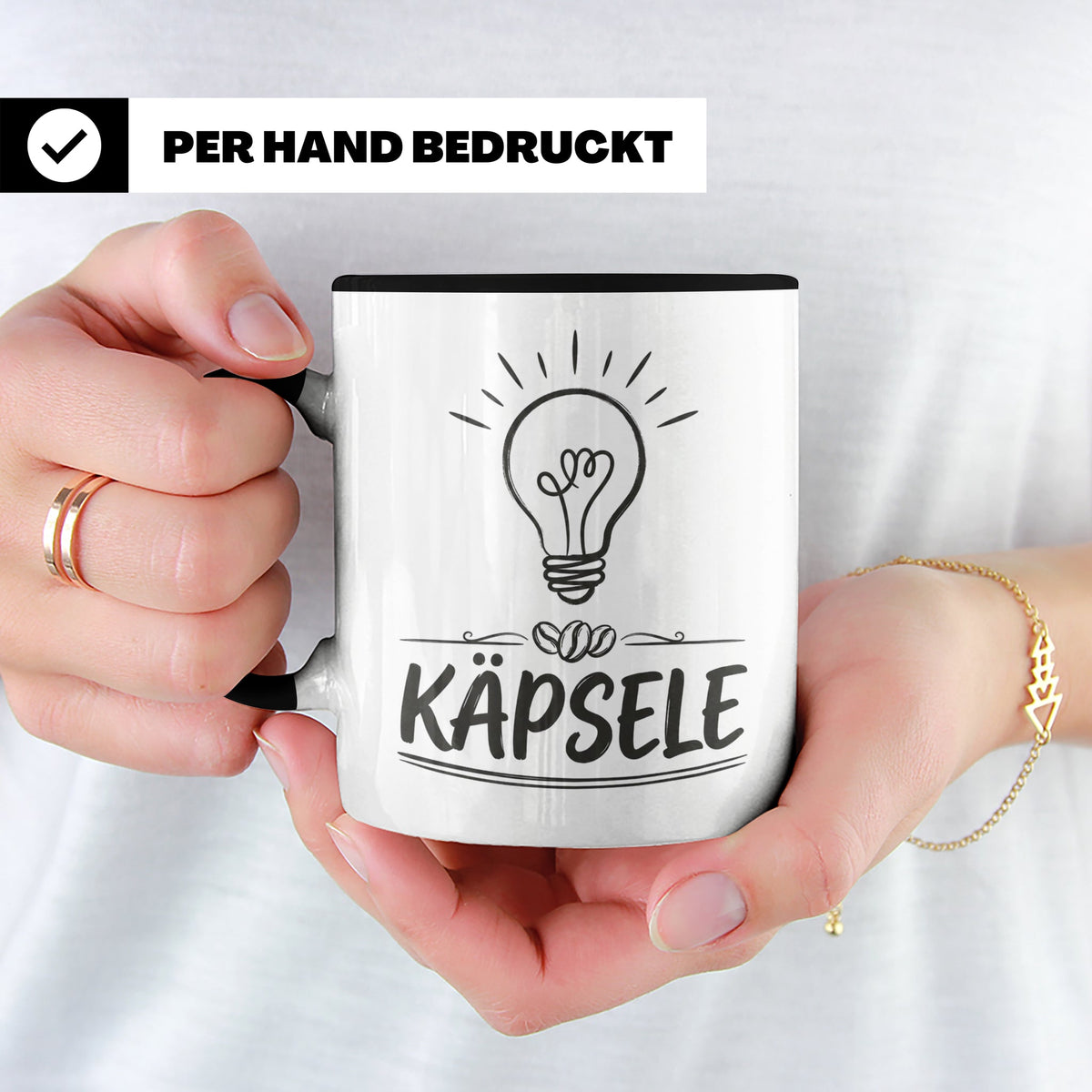 Käpsele Tasse schwäbischer Spruch für schlaue Köpfe & Genies – Schwarz [farbe:schwarz]