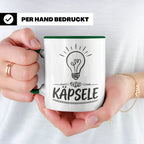 Käpsele Tasse schwäbischer Spruch für schlaue Köpfe & Genies – Grün [farbe:grün]