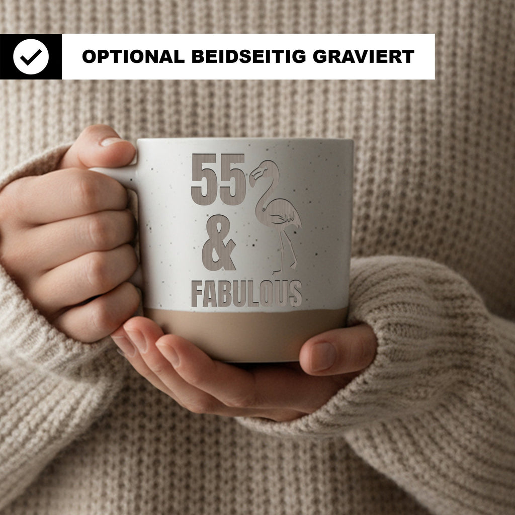 Flamingo Tasse 55 & Fabulous - Lustiges Geschenk fuer Frauen zum Gebur – Bild 2