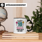 Endlich 18 Geburtstag Tasse Eltern wohnen bei mir Geschenkidee Achtzehnter Volljährigkeit Lustige Spruch Geschenk Teenager Tochter Sohn Part