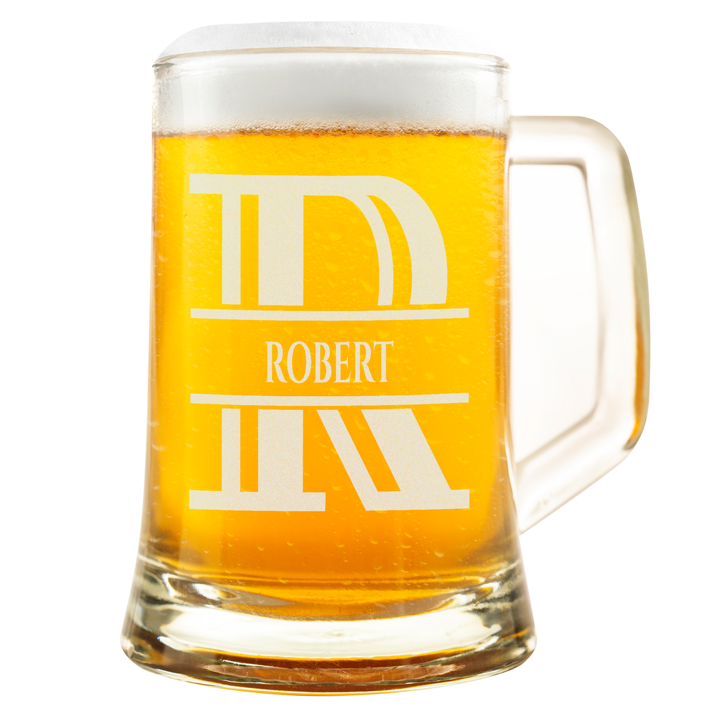 Personalisiertes Bierkrug mit Monogramm – Elegantes Geschenk für Männer, Monogramm R Bierkrug für Besten Freund, Ideal für Geburtstagsgeschenke