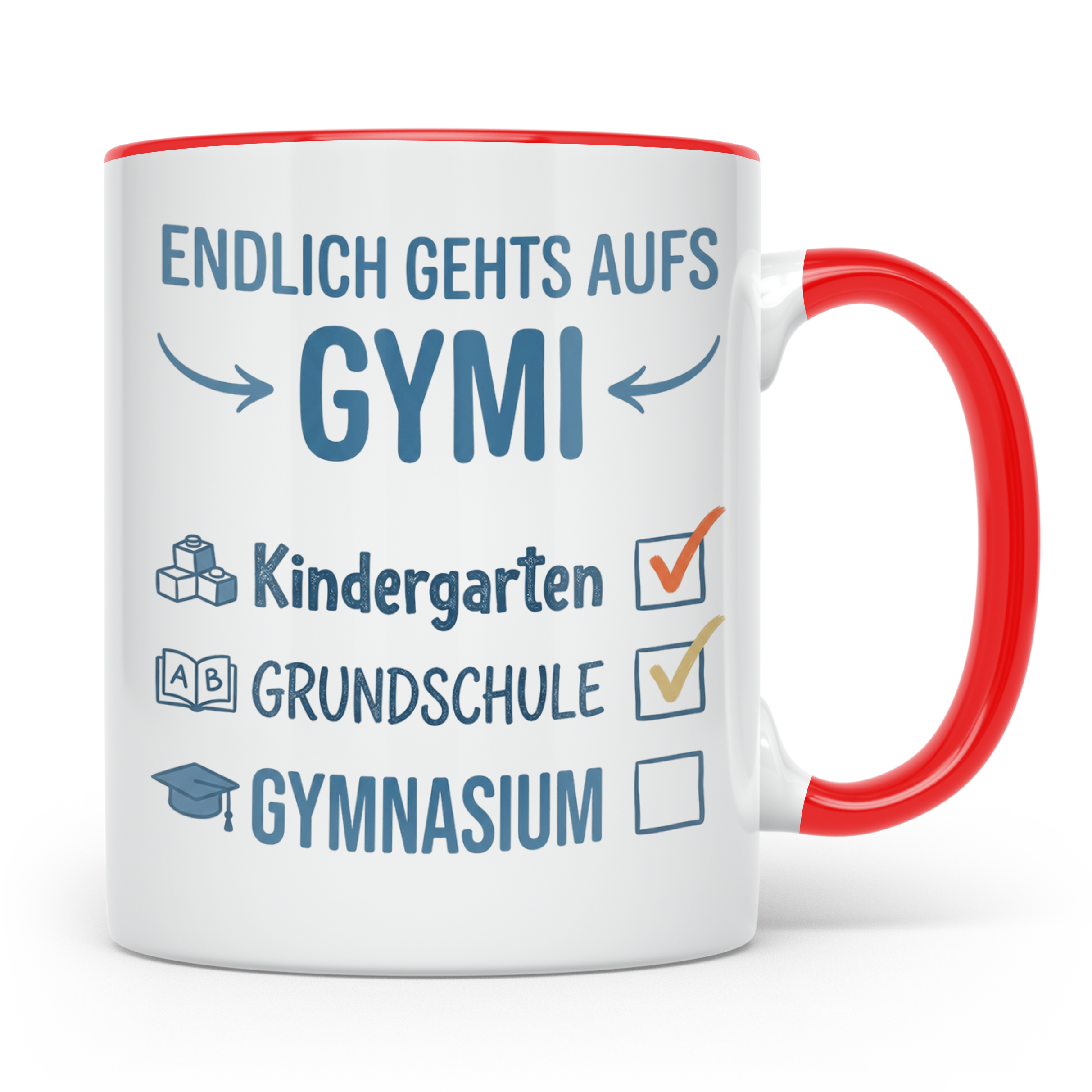 Geschenk Einschulung Gymnasium Tasse 5. Klasse Junge Mädchen – Rot [farbe:rot]
