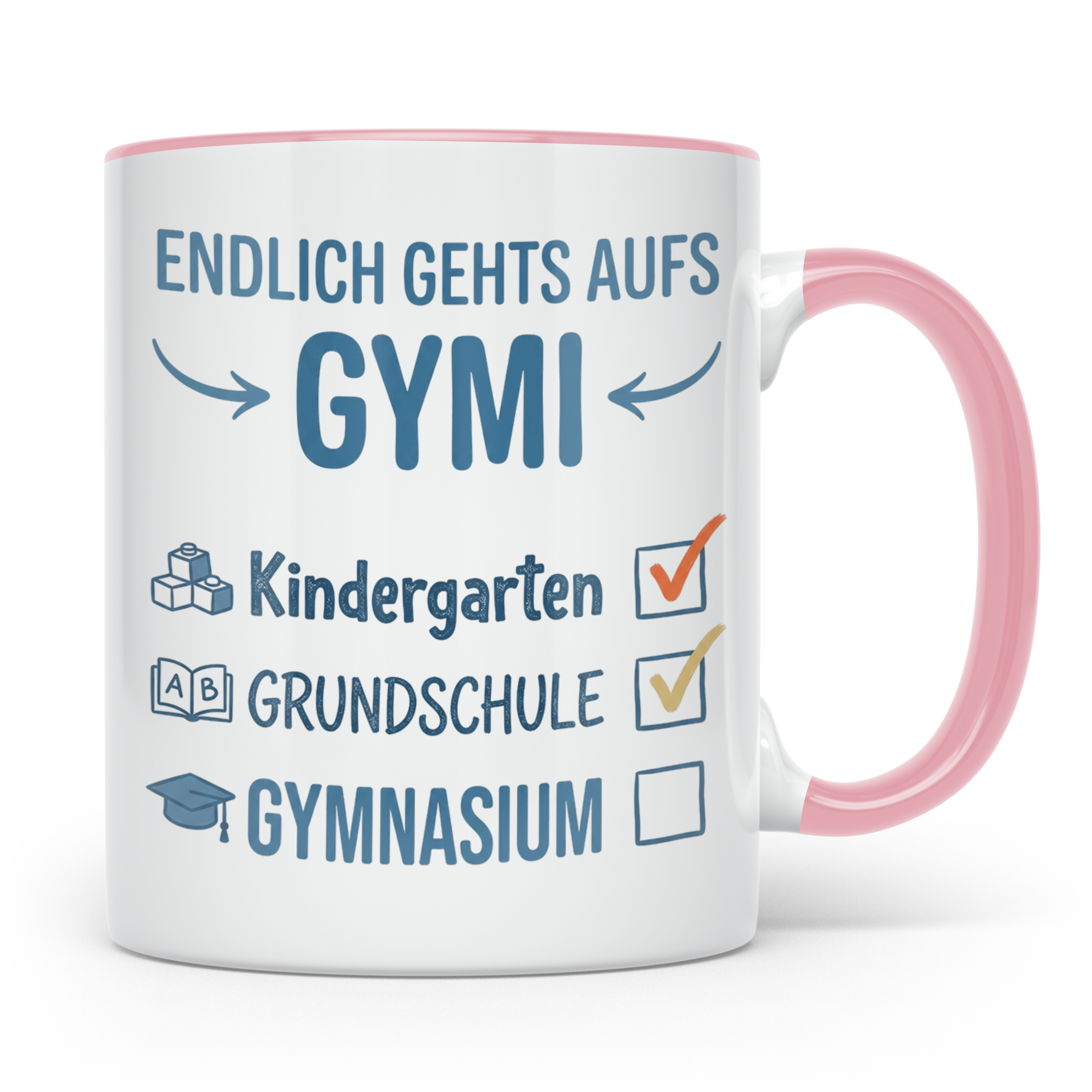 Geschenk Einschulung Gymnasium Tasse 5. Klasse Junge Mädchen – Rosa [farbe:rosa]