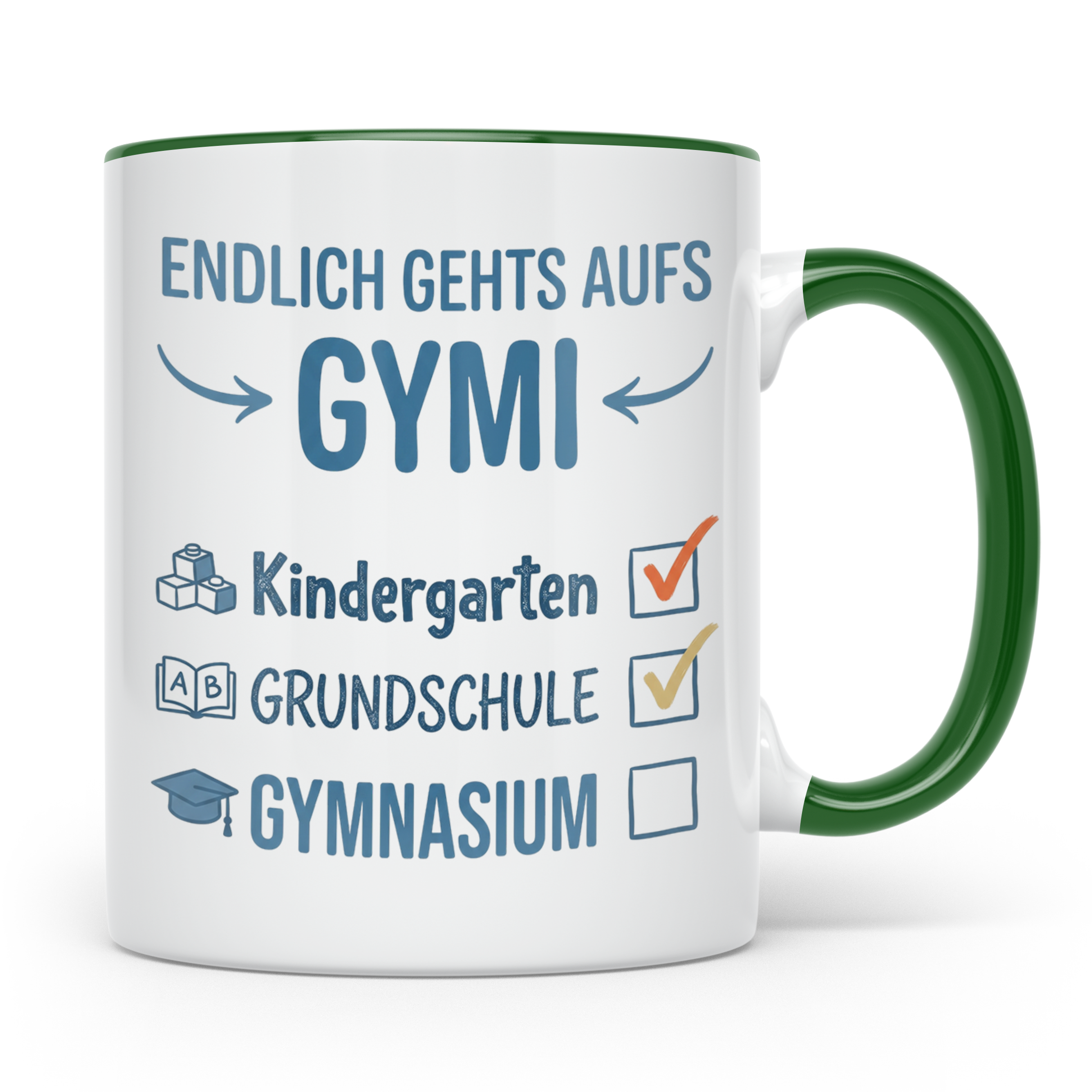 Geschenk Einschulung Gymnasium Tasse 5. Klasse Junge Mädchen – Grün [farbe:grün]