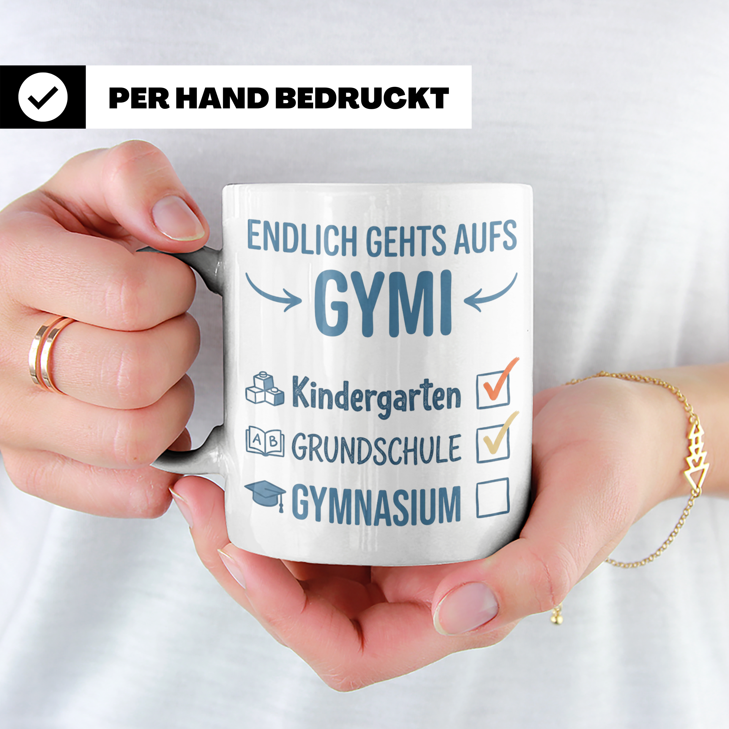 Geschenk Einschulung Gymnasium Tasse 5. Klasse Junge Mädchen – Weiß [farbe:weiß]