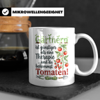 Gärtner Tasse mit Tomaten Spruch Gärtnern günstiger als Ther – Weiß [farbe:weiß]