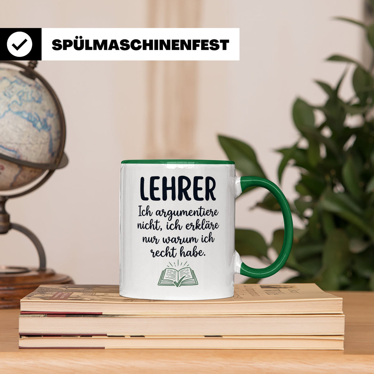 Lehrer Tasse mit Spruch Ich erkläre nur warum ich recht habe – Grün [farbe:grün]