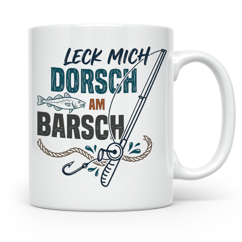Angler Tasse Leck mich Dorsch am Barsch, lustiger Spruch für – Weiß [farbe:weiß]