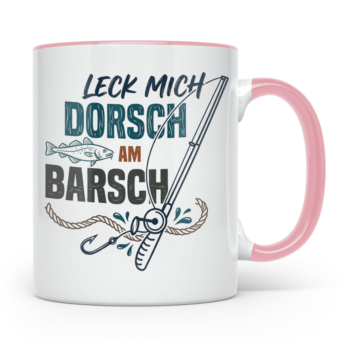 Angler Tasse Leck mich Dorsch am Barsch, lustiger Spruch für – Rosa [farbe:rosa]