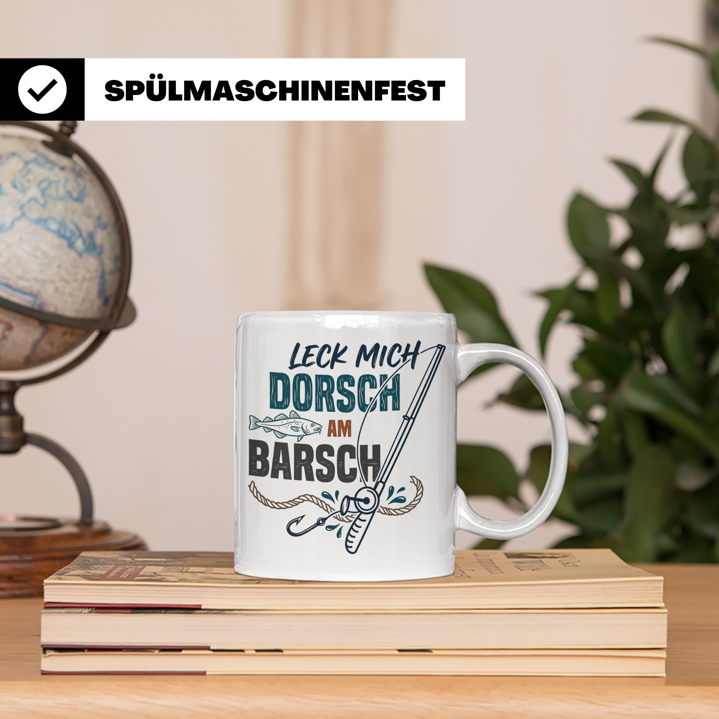 Angler Tasse Leck mich Dorsch am Barsch, lustiger Spruch für – Weiß [farbe:weiß]