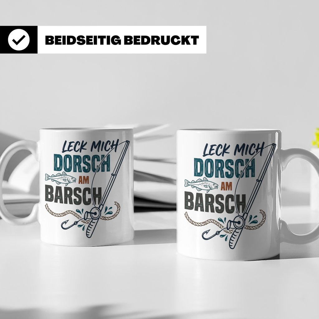 Angler Tasse Leck mich Dorsch am Barsch, lustiger Spruch für – Weiß [farbe:weiß]