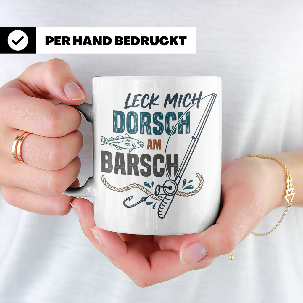 Angler Tasse Leck mich Dorsch am Barsch, lustiger Spruch für – Weiß [farbe:weiß]
