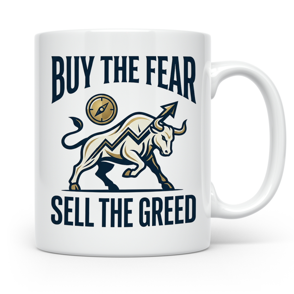 Börsen Tasse Buy The Fear Sell The Greed Bull Market Motiv f – Weiß [farbe:weiß]