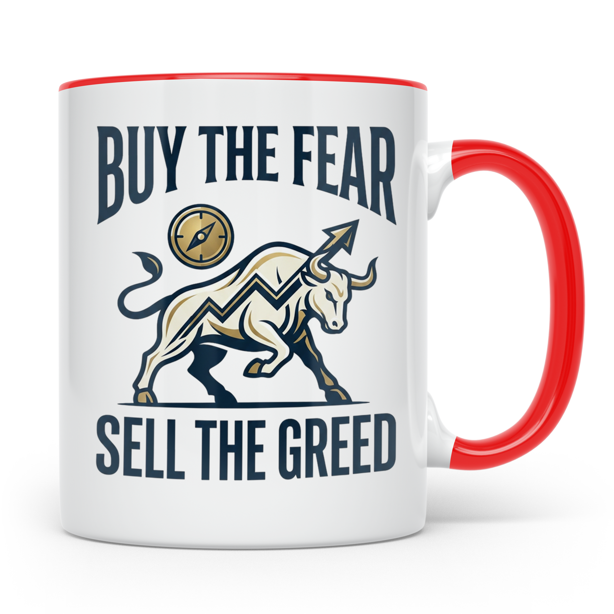 Börsen Tasse Buy The Fear Sell The Greed Bull Market Motiv f – Rot [farbe:rot]