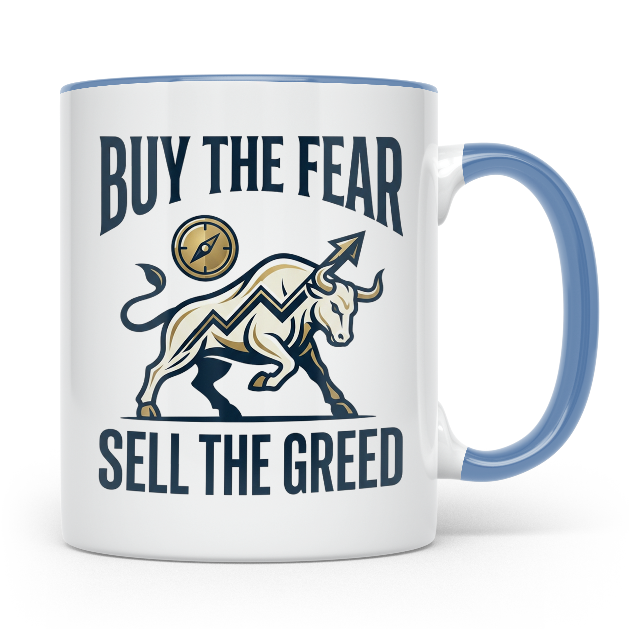 Börsen Tasse Buy The Fear Sell The Greed Bull Market Motiv f – Blau [farbe:blau]