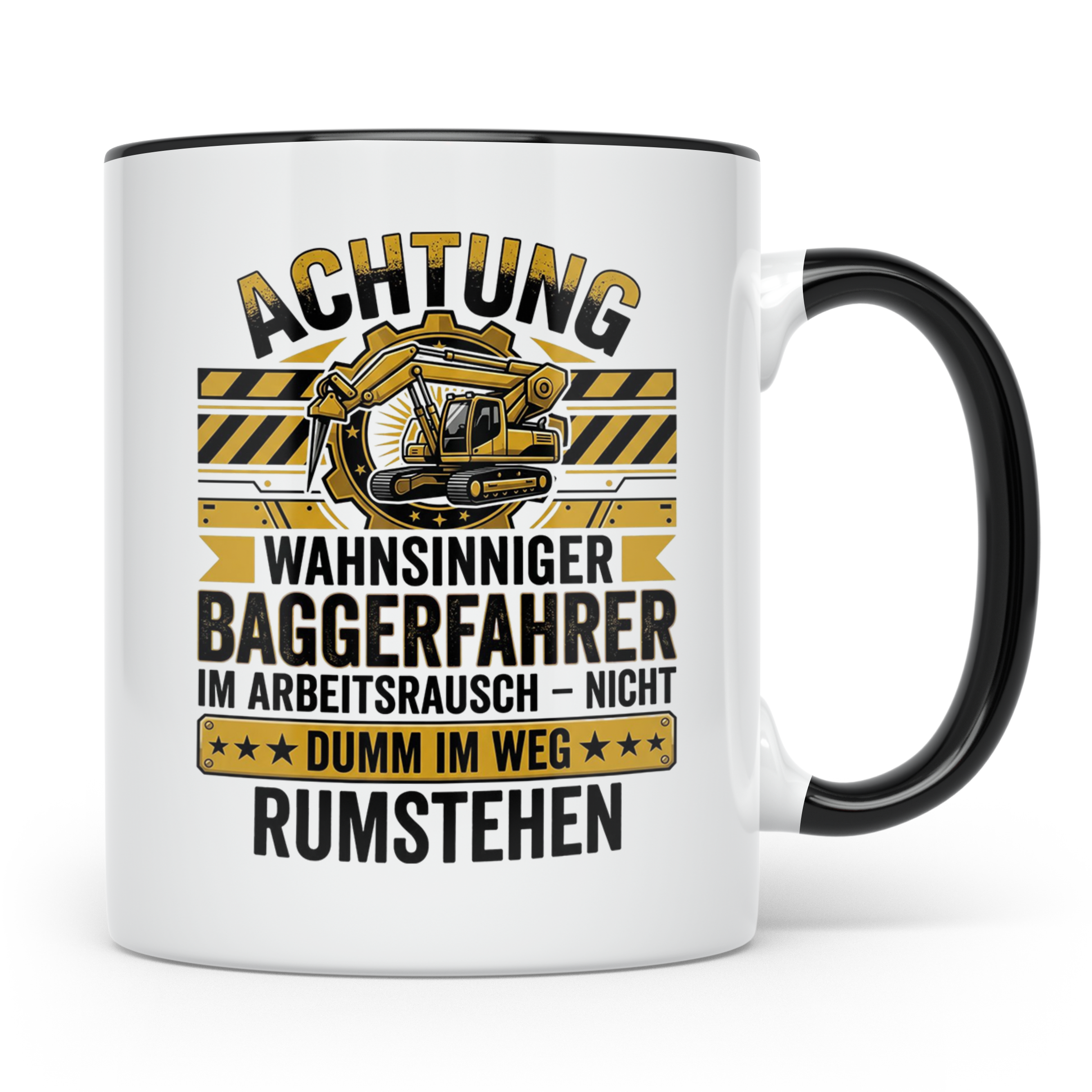 Baggerfahrer Tasse mit Spruch Wahnsinniger Baggerfahrer. Lus – Schwarz [farbe:schwarz]