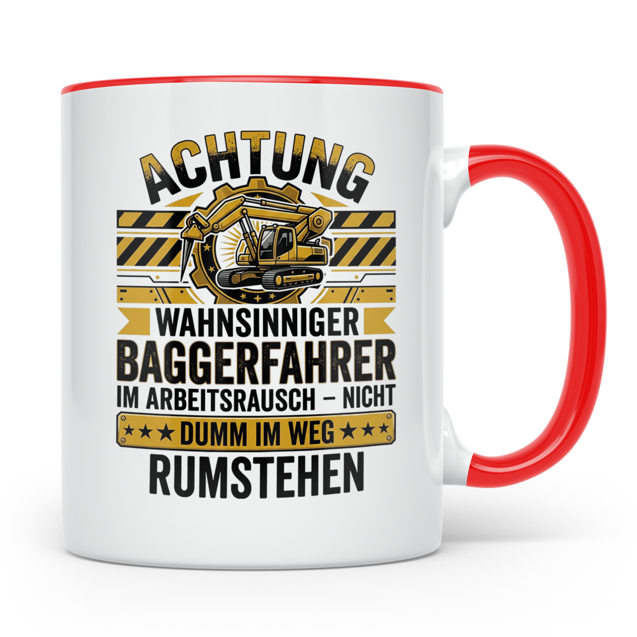 Baggerfahrer Tasse mit Spruch Wahnsinniger Baggerfahrer. Lus – Rot [farbe:rot]