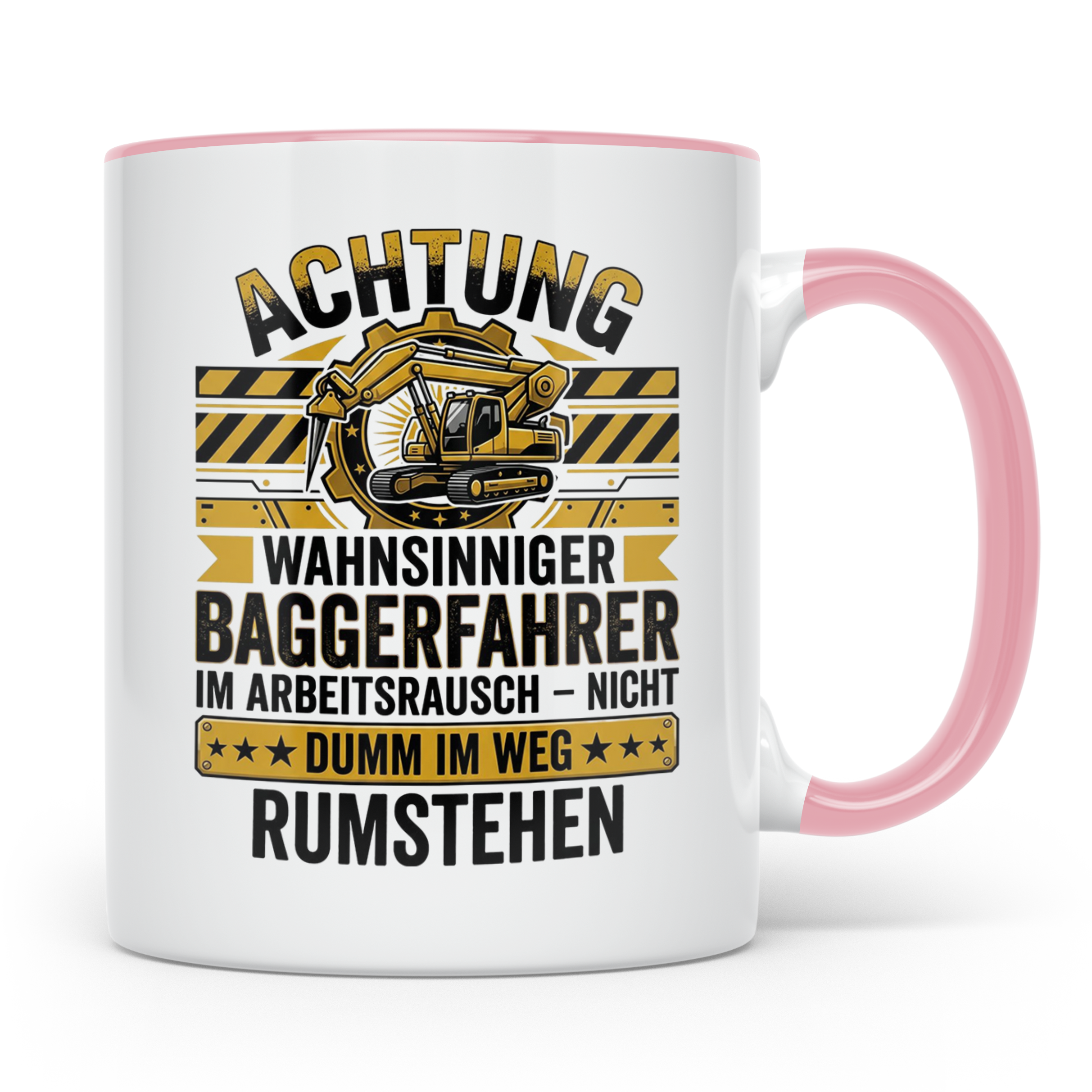 Baggerfahrer Tasse mit Spruch Wahnsinniger Baggerfahrer. Lus – Rosa [farbe:rosa]