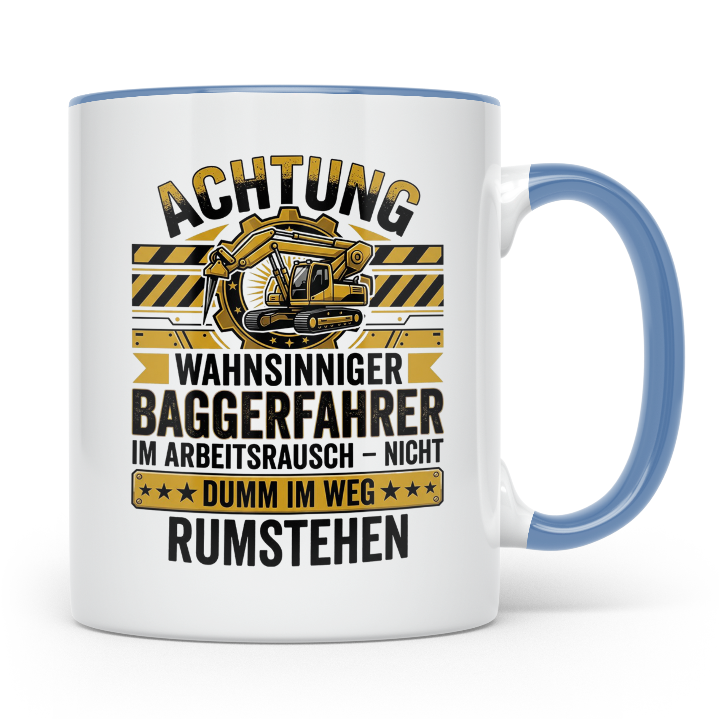 Baggerfahrer Tasse mit Spruch Wahnsinniger Baggerfahrer. Lus – Blau [farbe:blau]