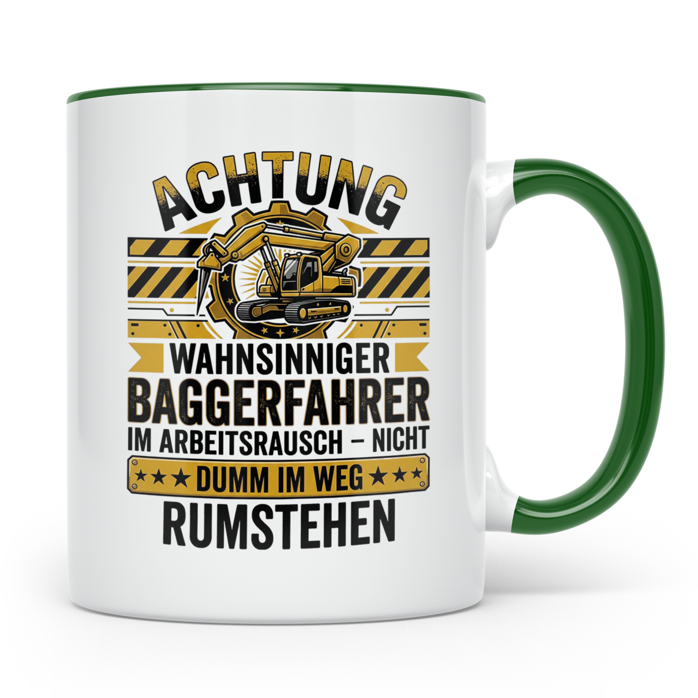 Baggerfahrer Tasse mit Spruch Wahnsinniger Baggerfahrer. Lus – Grün [farbe:grün]