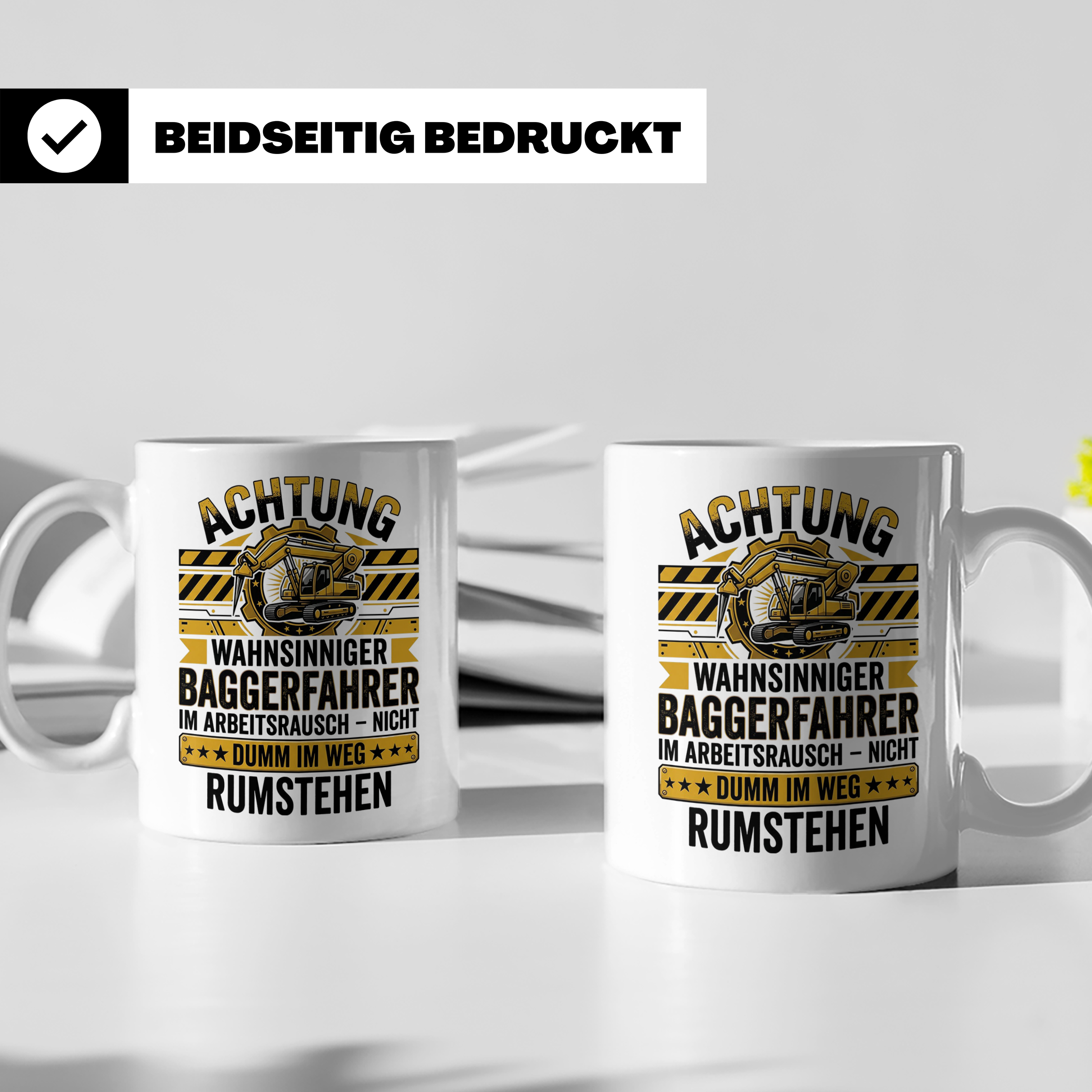 Baggerfahrer Tasse mit Spruch Wahnsinniger Baggerfahrer. Lus – Weiß [farbe:weiß]