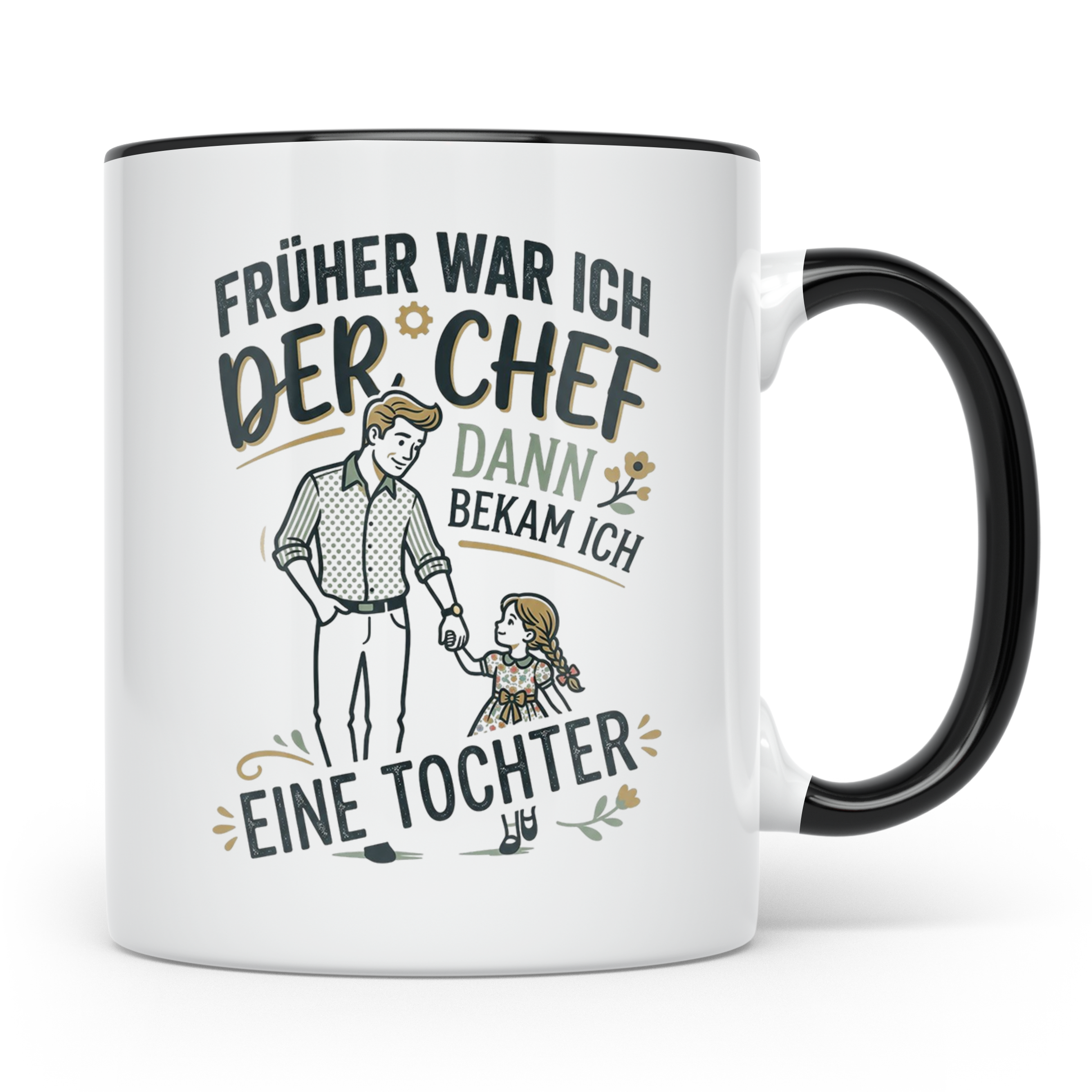 Vater Tochter Tasse mit Spruch 'Früher war ich der Chef' | L – Schwarz [farbe:schwarz]
