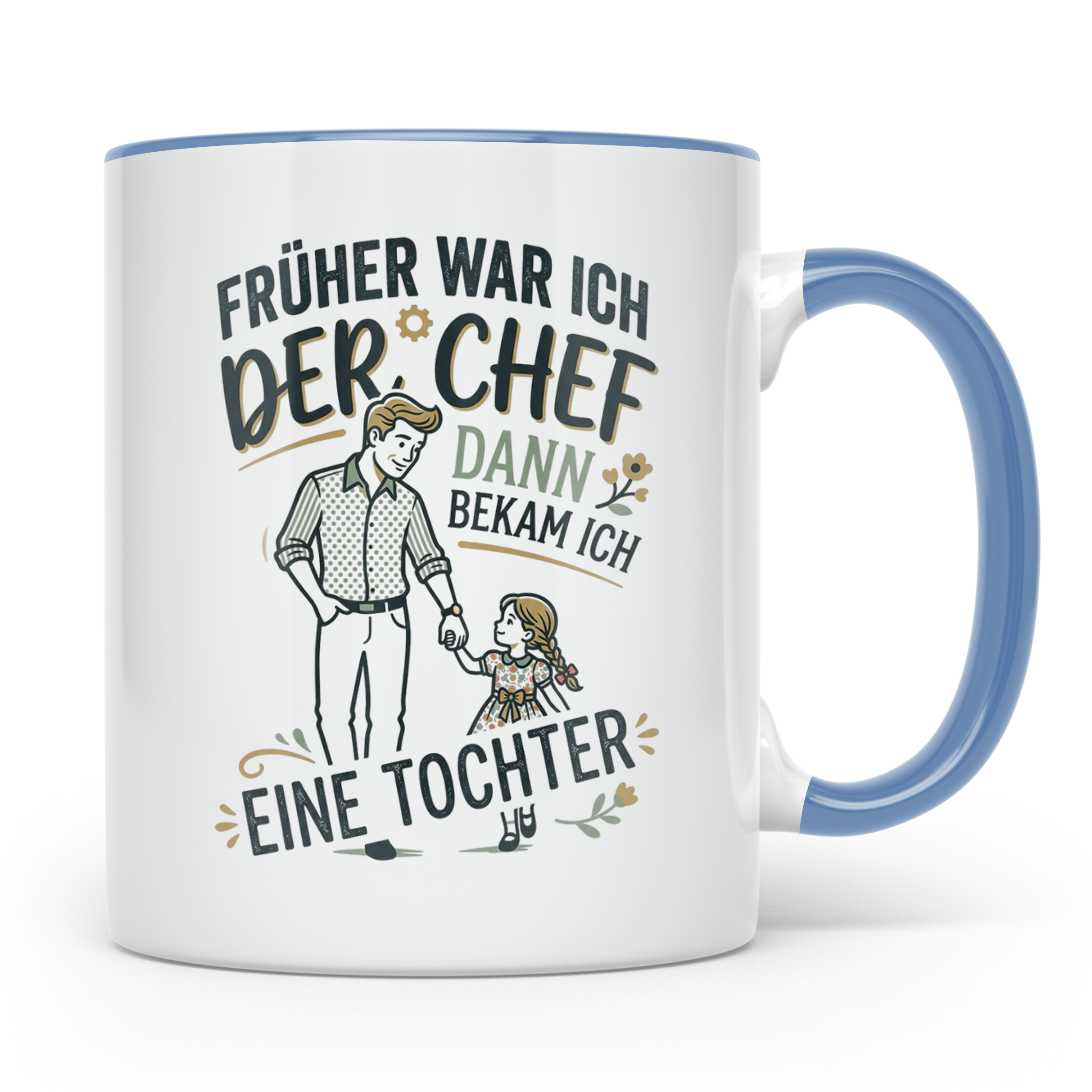 Vater Tochter Tasse mit Spruch 'Früher war ich der Chef' | L – Blau [farbe:blau]