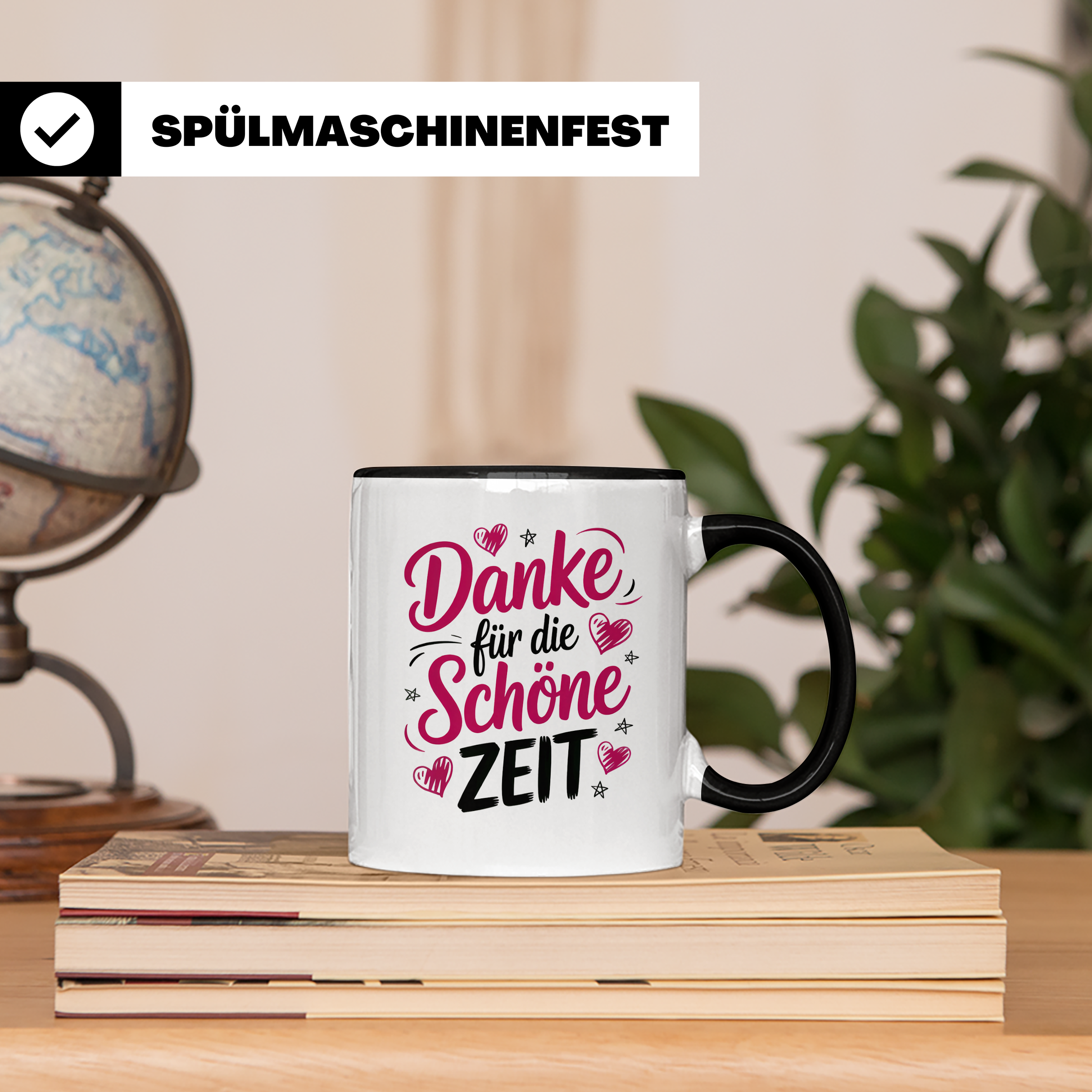 Danke für die Schöne Zeit Tasse - Abschiedsgeschenk Kollegen, Erzieher, Lehrer - Wertschätzung Tassendesign mit Herzen und Sternen