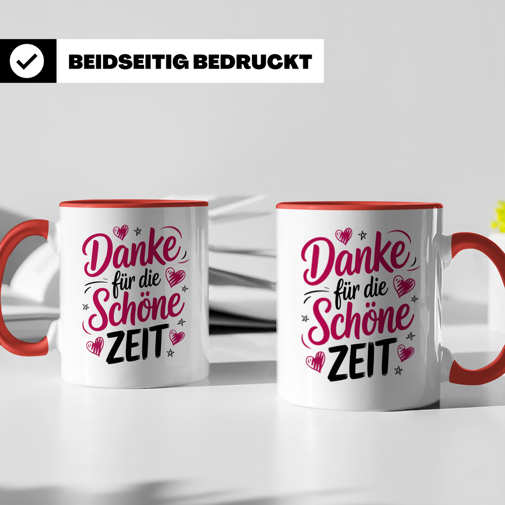 Danke für die Schöne Zeit Tasse - Abschiedsgeschenk Kollegen, Erzieher, Lehrer - Wertschätzung Tassendesign mit Herzen und Sternen