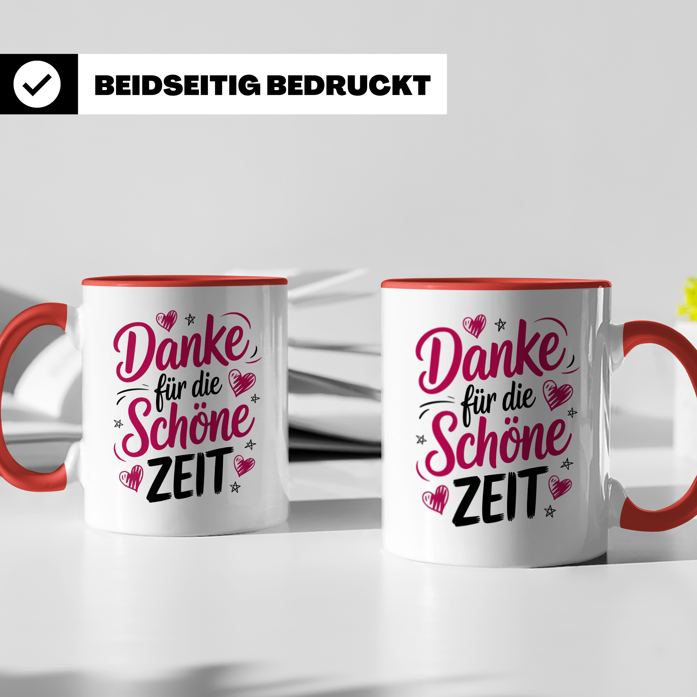 Danke für die Schöne Zeit Tasse - Abschiedsgeschenk Kollegen, Erzieher, Lehrer - Wertschätzung Tassendesign mit Herzen und Sternen