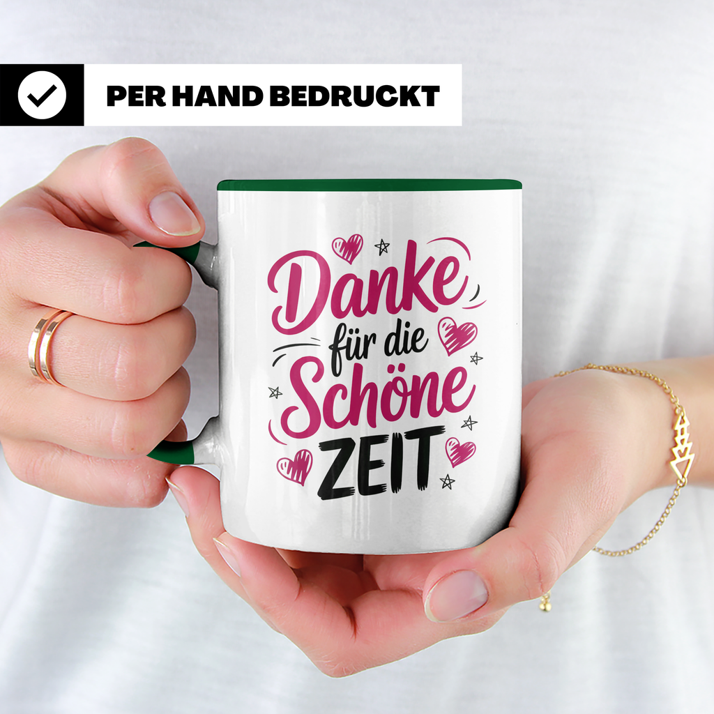 Danke für die Schöne Zeit Tasse - Abschiedsgeschenk Kollegen, Erzieher, Lehrer - Wertschätzung Tassendesign mit Herzen und Sternen