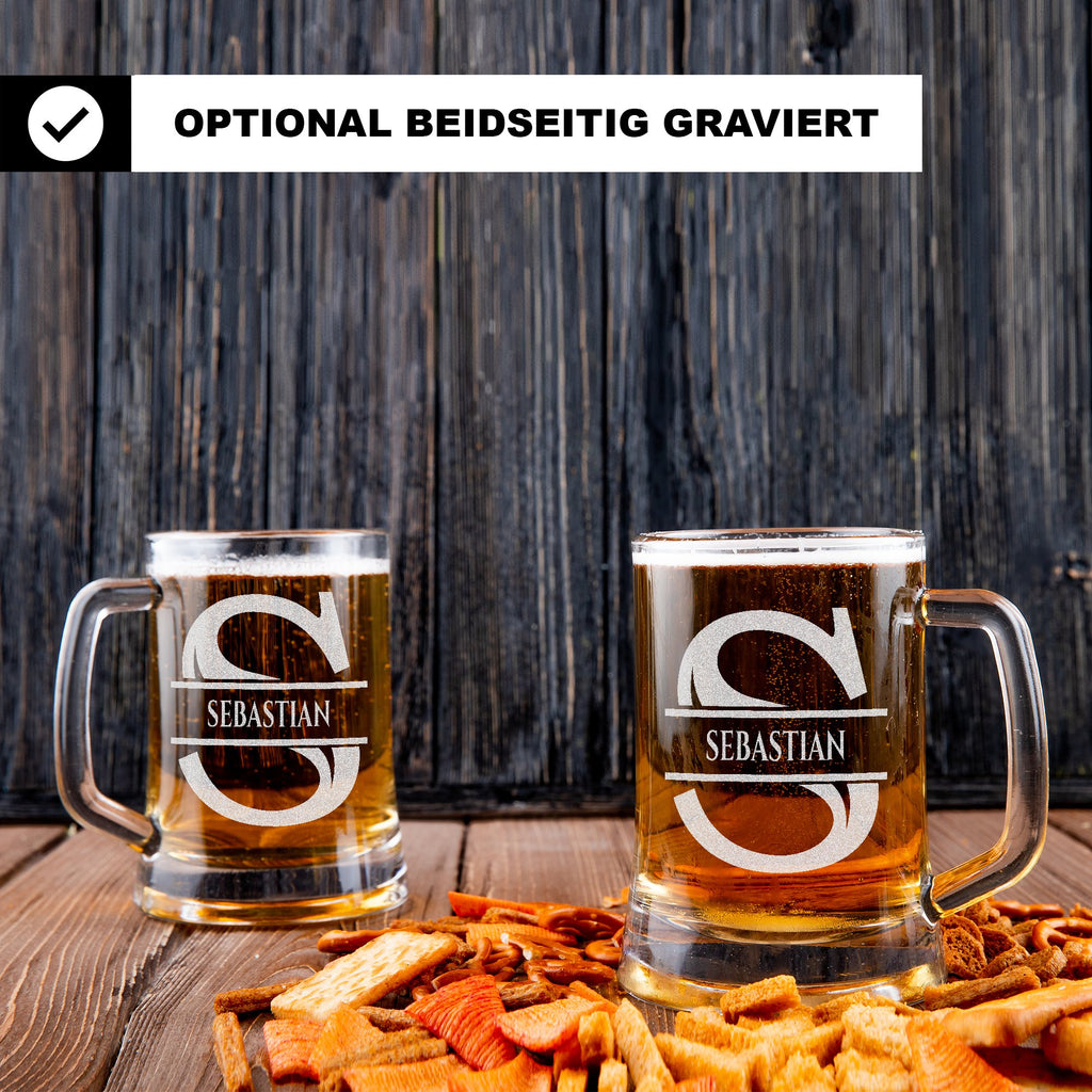Personalisiertes Bierkrug mit Monogramm – Elegantes Geschenk für Männer, Monogramm S Bierkrug für den Besten Freund, Ideal für Geburtstagsgeschenke