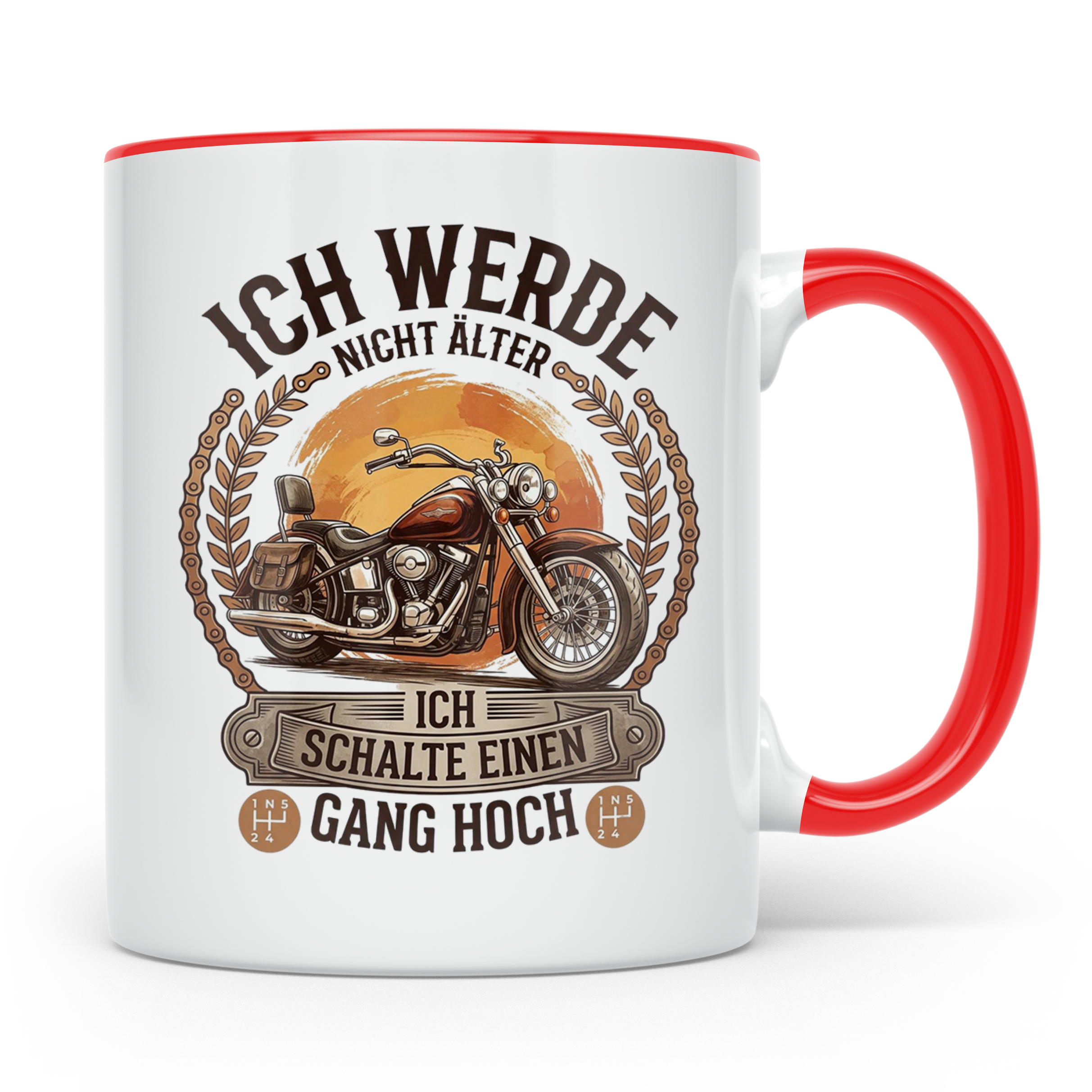Biker Tasse Ich werde nicht älter Gang hoch | Motorrad Chopp – Rot [farbe:rot]