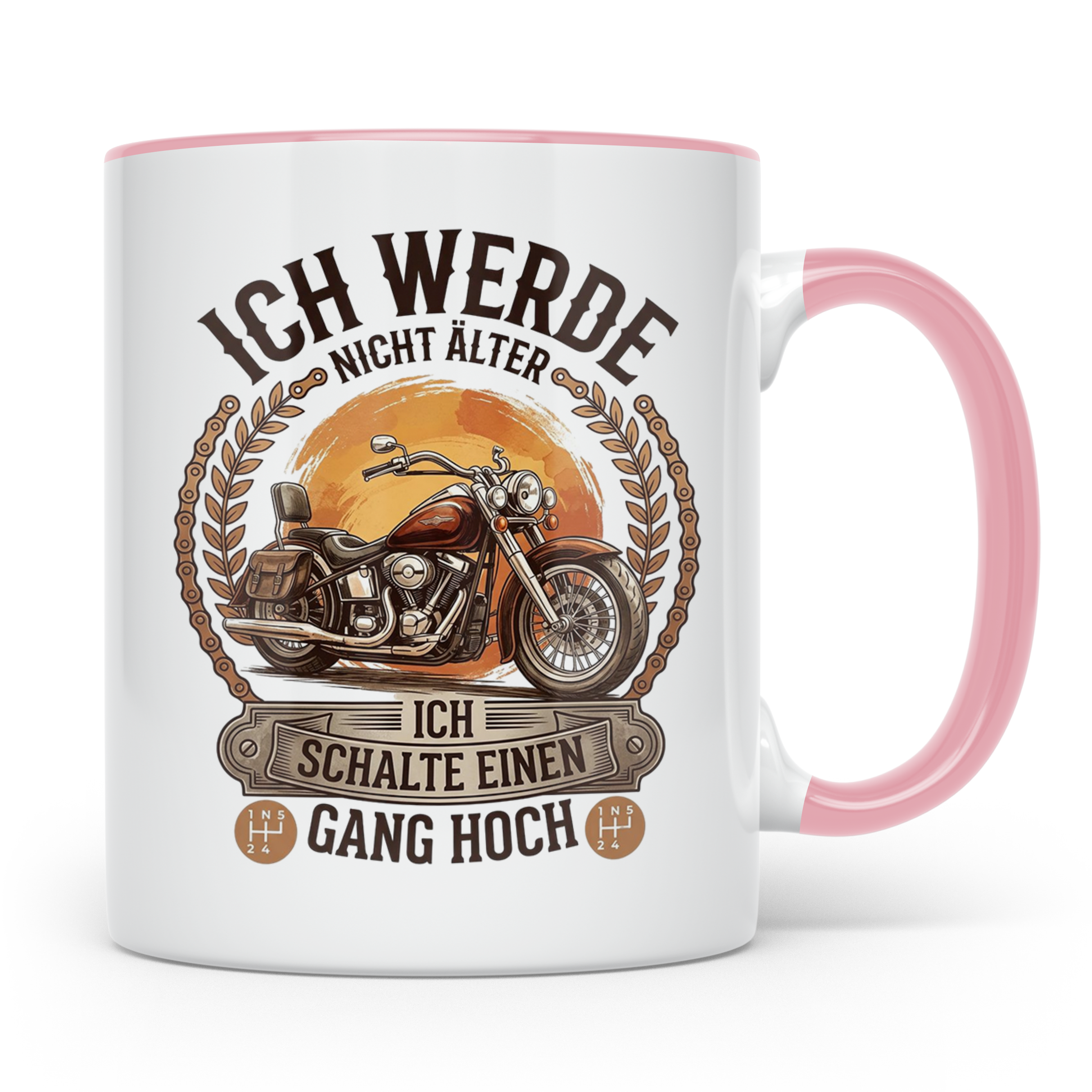 Biker Tasse Ich werde nicht älter Gang hoch | Motorrad Chopp – Rosa [farbe:rosa]